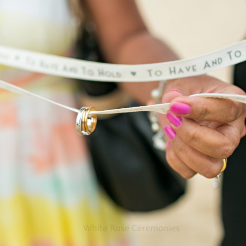 Two rings on ribbon