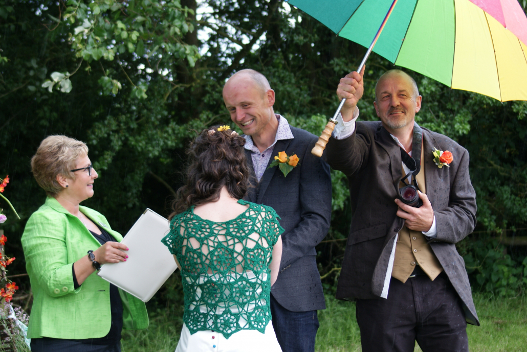 Outdoor Wedding Ceremony, wedding ceremony, rain, celebrant, White Rose Ceremonies, Rebecca Waldron
