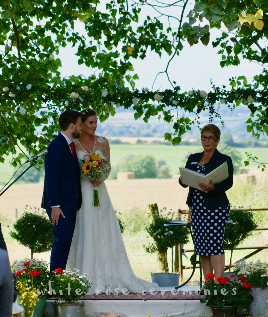 Outdoor Wedding Ceremony, wedding ceremony, hay bales, celebrant, White Rose Ceremonies, Rebecca Waldron, creating memories, your perfect wedding ceremony