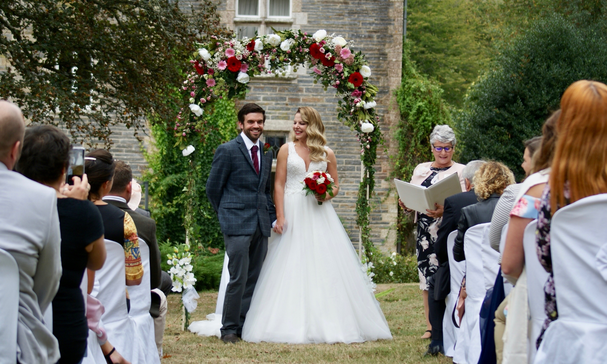 Wedding ceremony, Chateau du Val, Saint Just, Brittany, White Rose Ceremonies